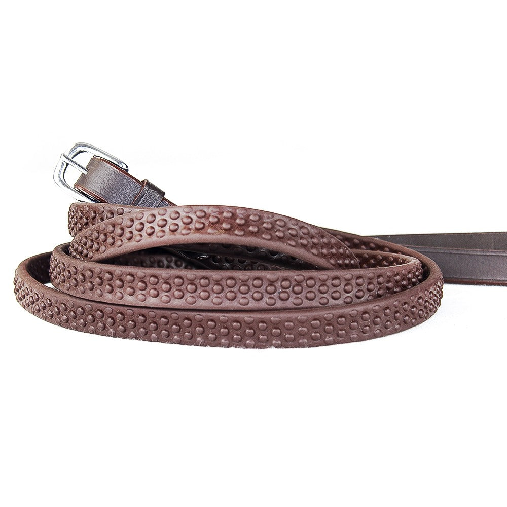 KM Elite Pro Grip Eventer Reins No Stoppers #colour_havana
