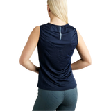 Montar MoStella Mesh Sleeveless Top with Contrast Stated Logo Print #colour_navy