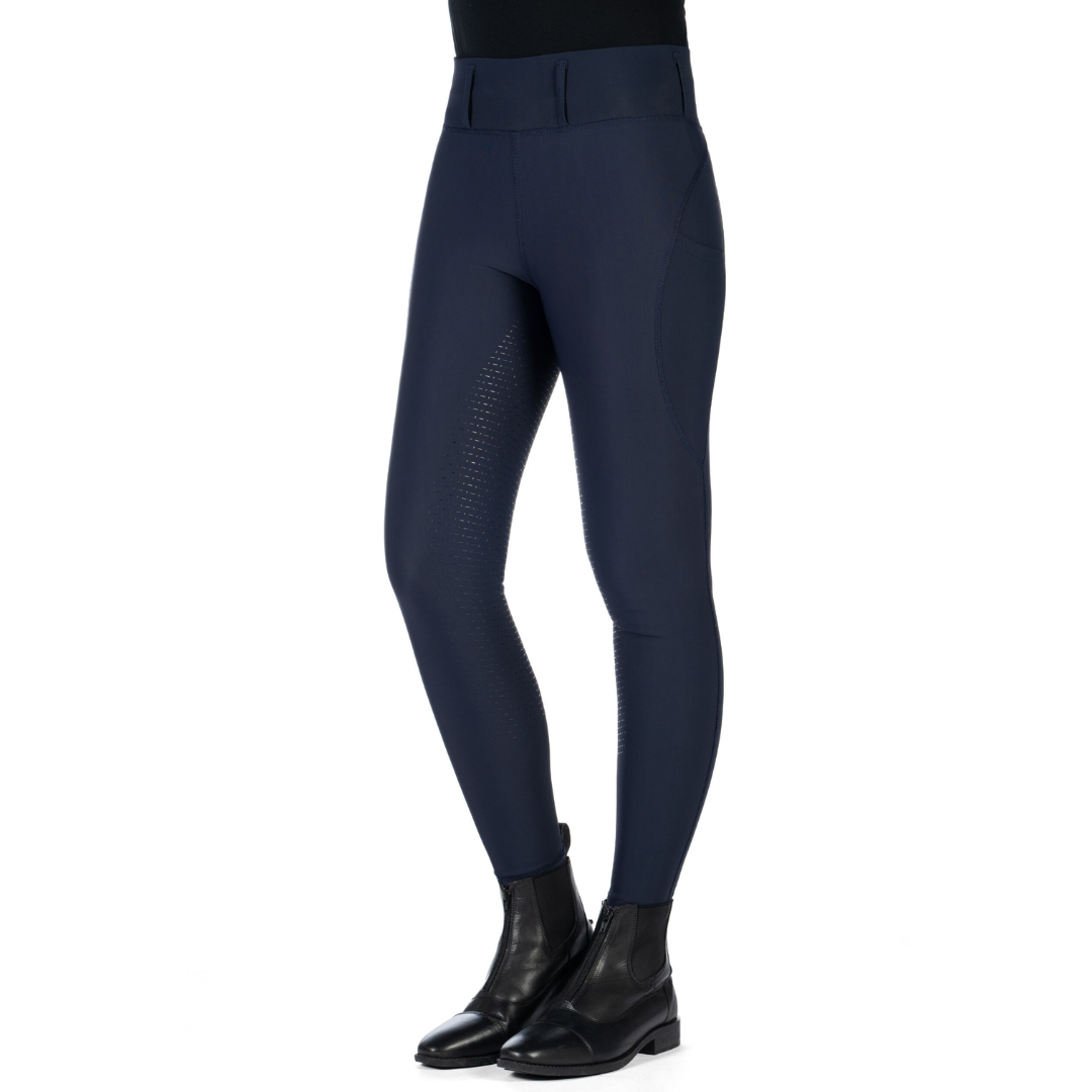 HKM Children's Silicone Full Seat Riding Leggings -Jil High Waist- #colour_deep-blue