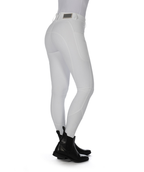 HKM Ladies Silicone Knee Patch Breeches -Livigno- #colour_white