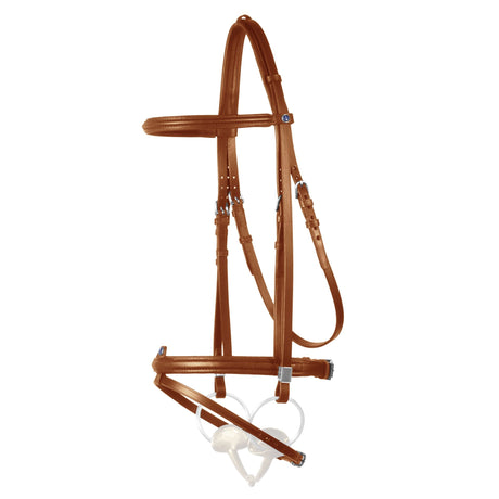 Stubben Leitrim Combinded Noseband with Slide/Lock Snaffle Bridle #colour_tobacco-tobacco