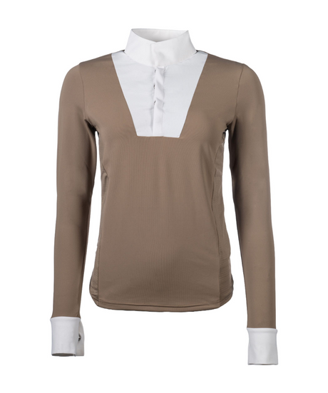 HKM Women's Long Sleeve Competition Shirt -Virginia- #colour_taupe