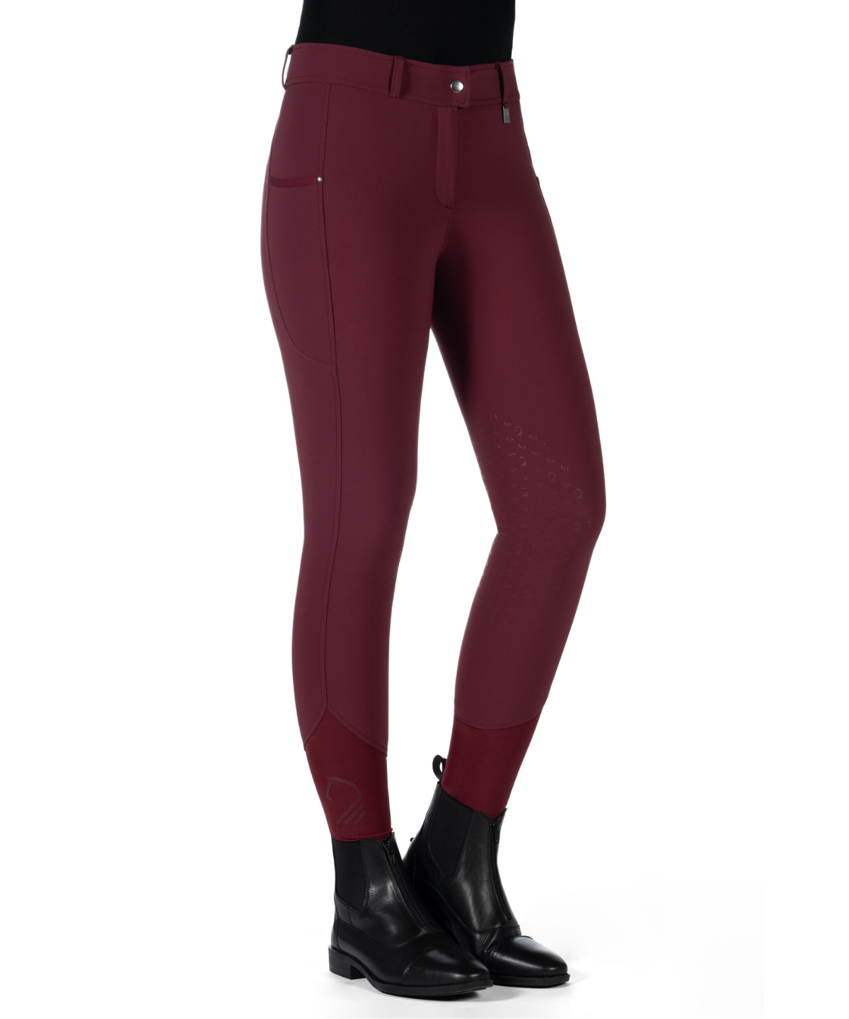 HKM Ladies Silicone Knee Patch Breeches -Livigno- #colour_bordeaux