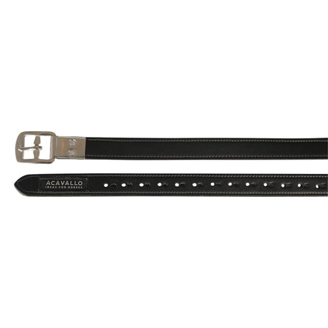 Acavallo Calfskin Stirrup Leathers Encased Buckle #colour_black