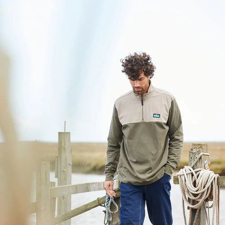 Ridgeline Mens Salthouse Zip Top #colour_ivy-green-multi