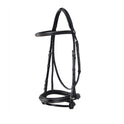 Equestro Leather English Bridle With Embroideries #colour_black