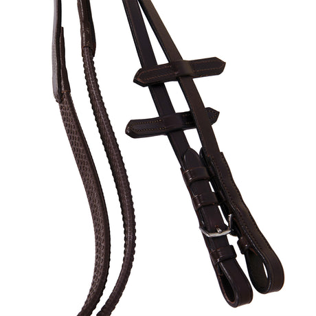 Equestro Leather English Bridle With Embroideries #colour_brown