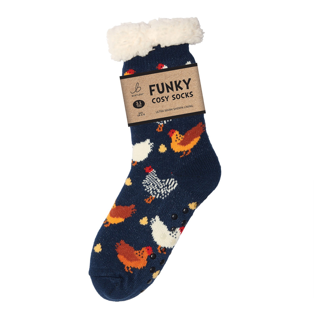 Bartleby Ladies Funky Sherpa Socks #style_colourful-chicken