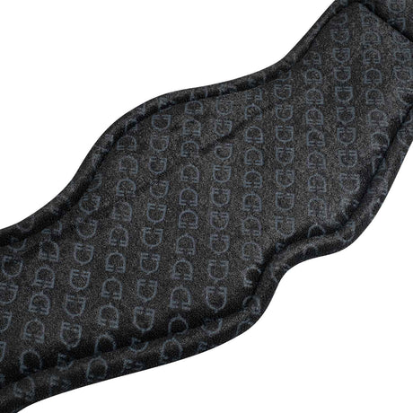 Equestro Shaped Dressage Girth In Leather With Engraved Logo #colour_black