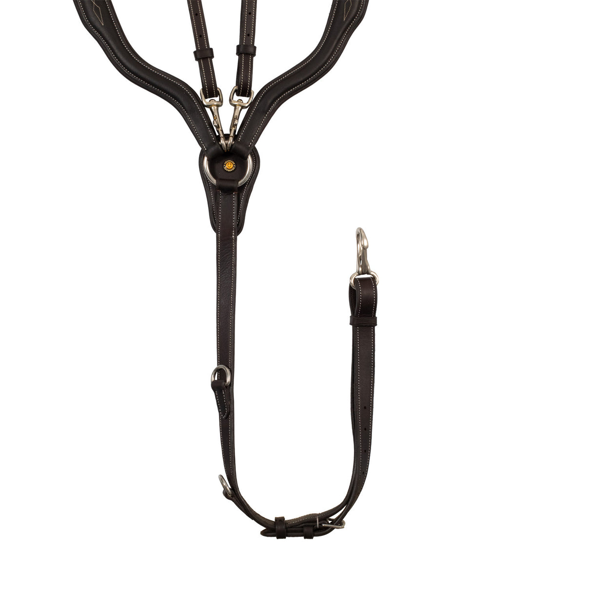 Anatomical leather breastplate with removable martingale