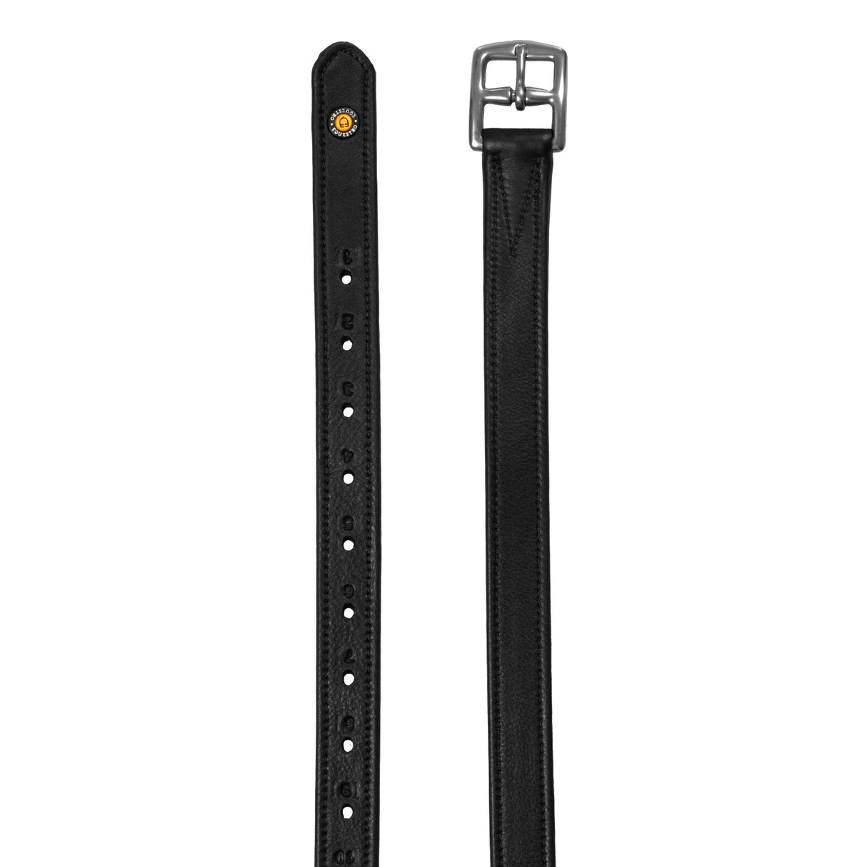 Equestro Leather Stirrup Leathers With Numbered Holes #colour_black