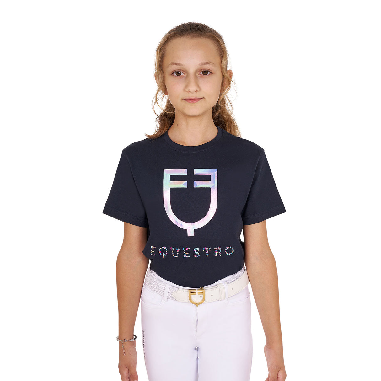 Equestro Girls' Slim Fit T-Shirt Multicolor Logo Print