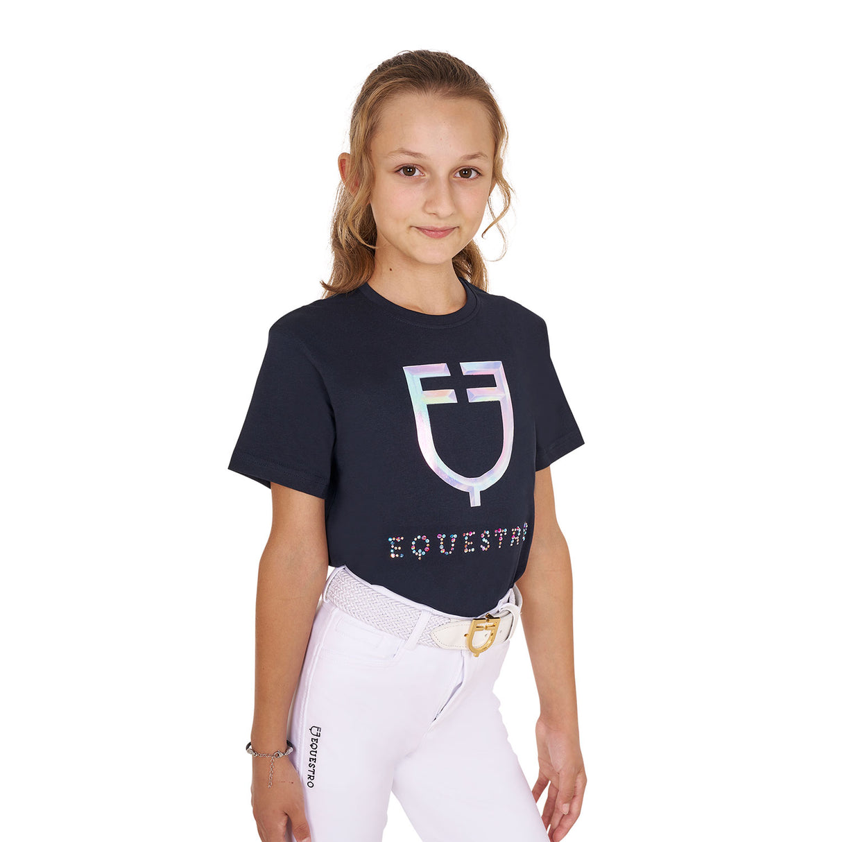 Equestro Girls' Slim Fit T-Shirt Multicolor Logo Print