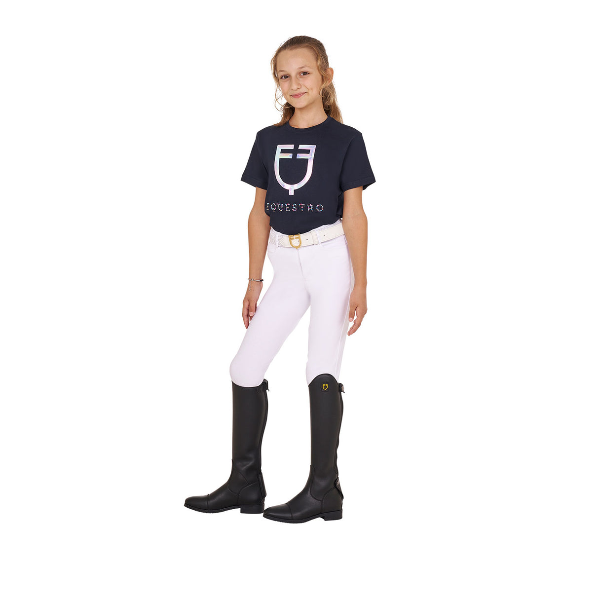 Equestro Girls' Slim Fit T-Shirt Multicolor Logo Print