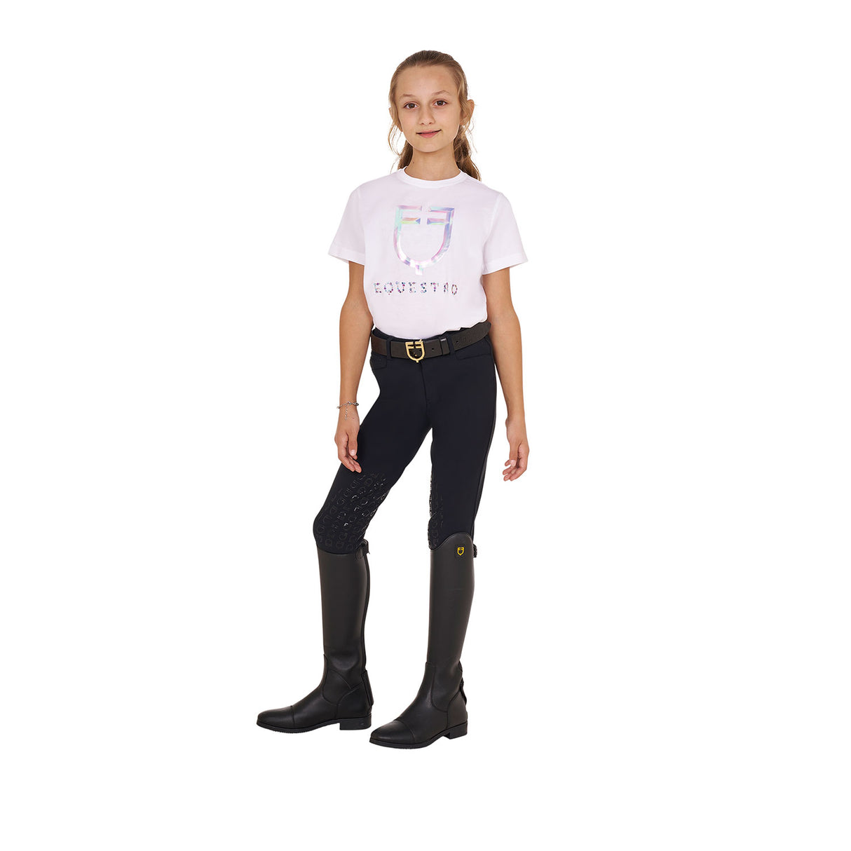 Equestro Girls' Slim Fit T-Shirt Multicolor Logo Print