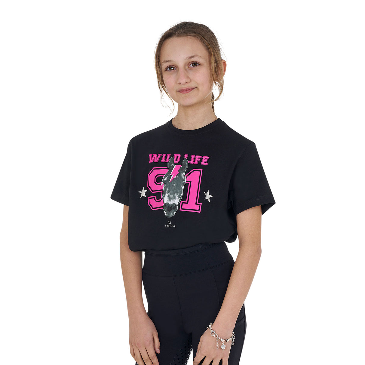 Equestro Girls' Wild Life Cotton T-Shirt With Print