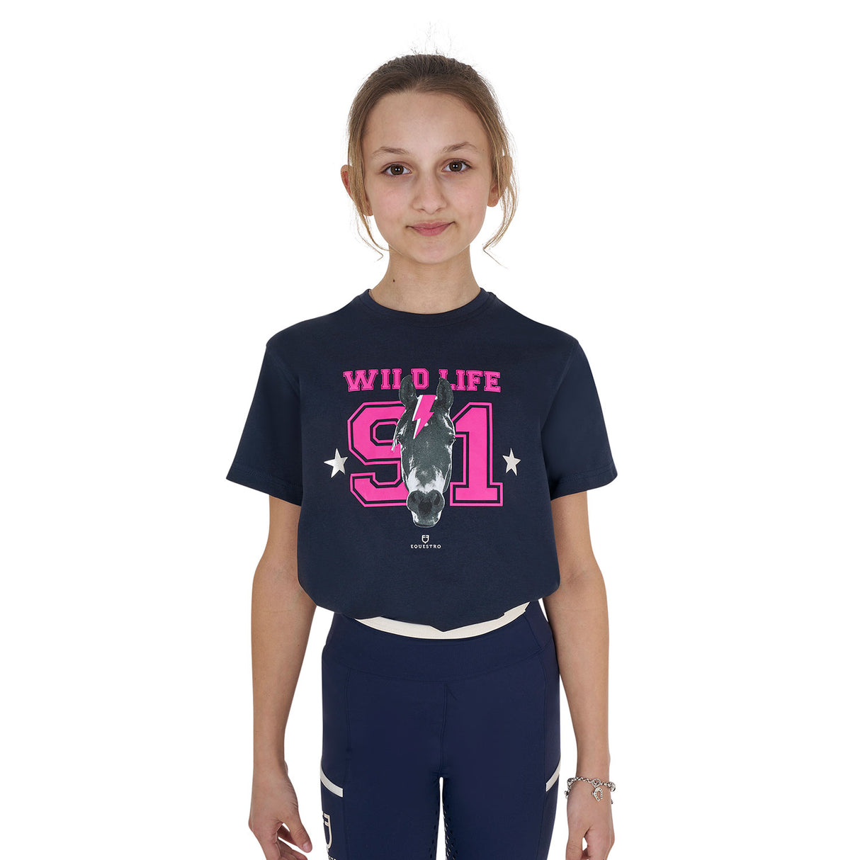 Equestro Girls' Wild Life Cotton T-Shirt With Print