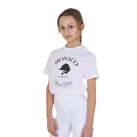 Equestro Girls' Monaco Cotton T-Shirt With Rhinestones #olour_white