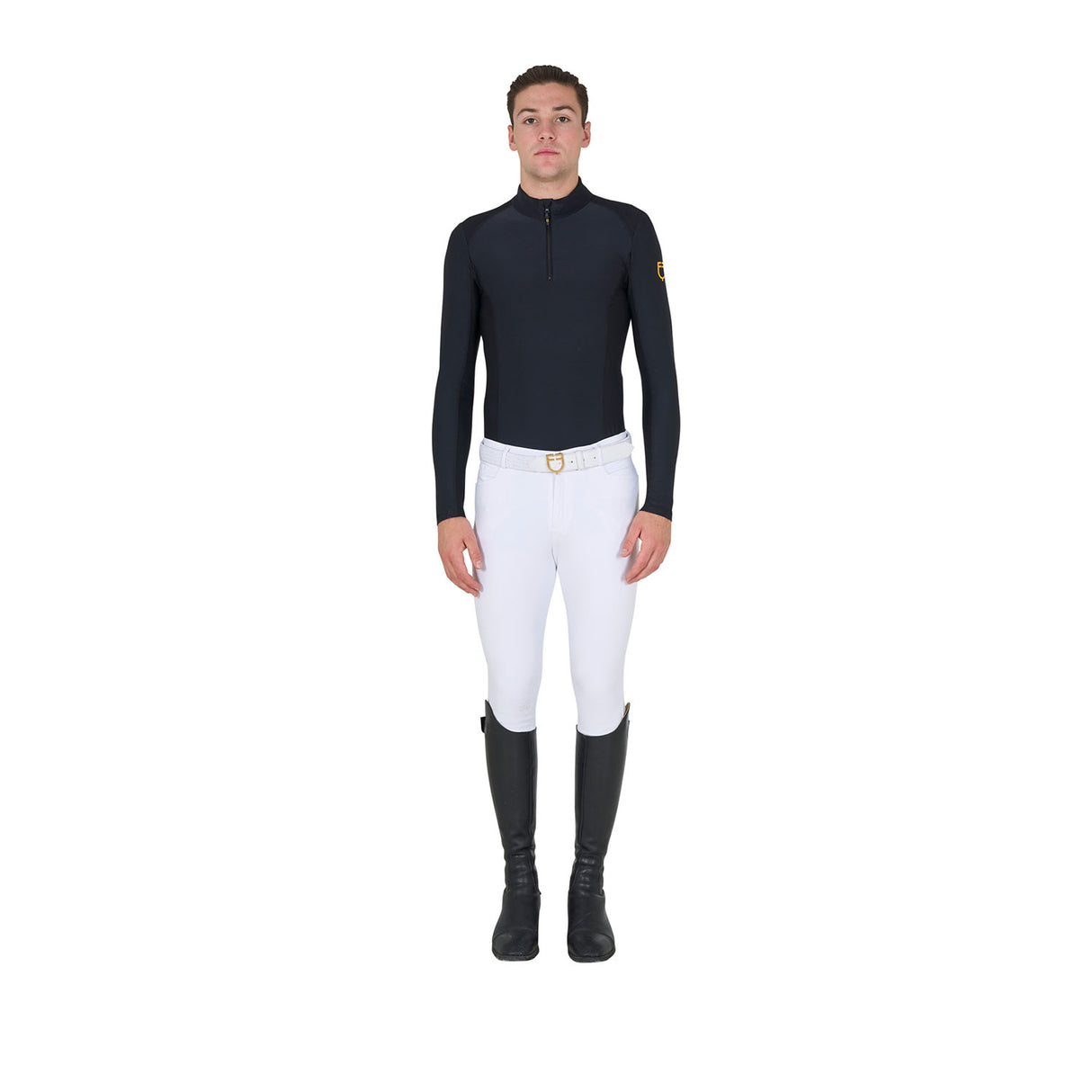 Men's slim fit long-sleeved training polo shirt
