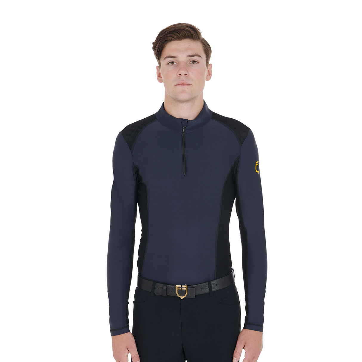 Men's slim fit long-sleeved training polo shirt