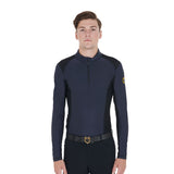 Men's slim fit long-sleeved training polo shirt