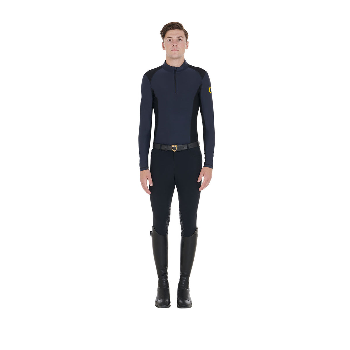 Men's slim fit long-sleeved training polo shirt