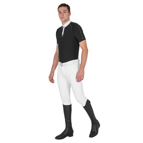Equestro Men's Slim Fit Short Sleeve Competition Polo Shirt #colour_black
