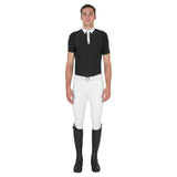 Equestro Men's Slim Fit Short Sleeve Competition Polo Shirt #colour_black