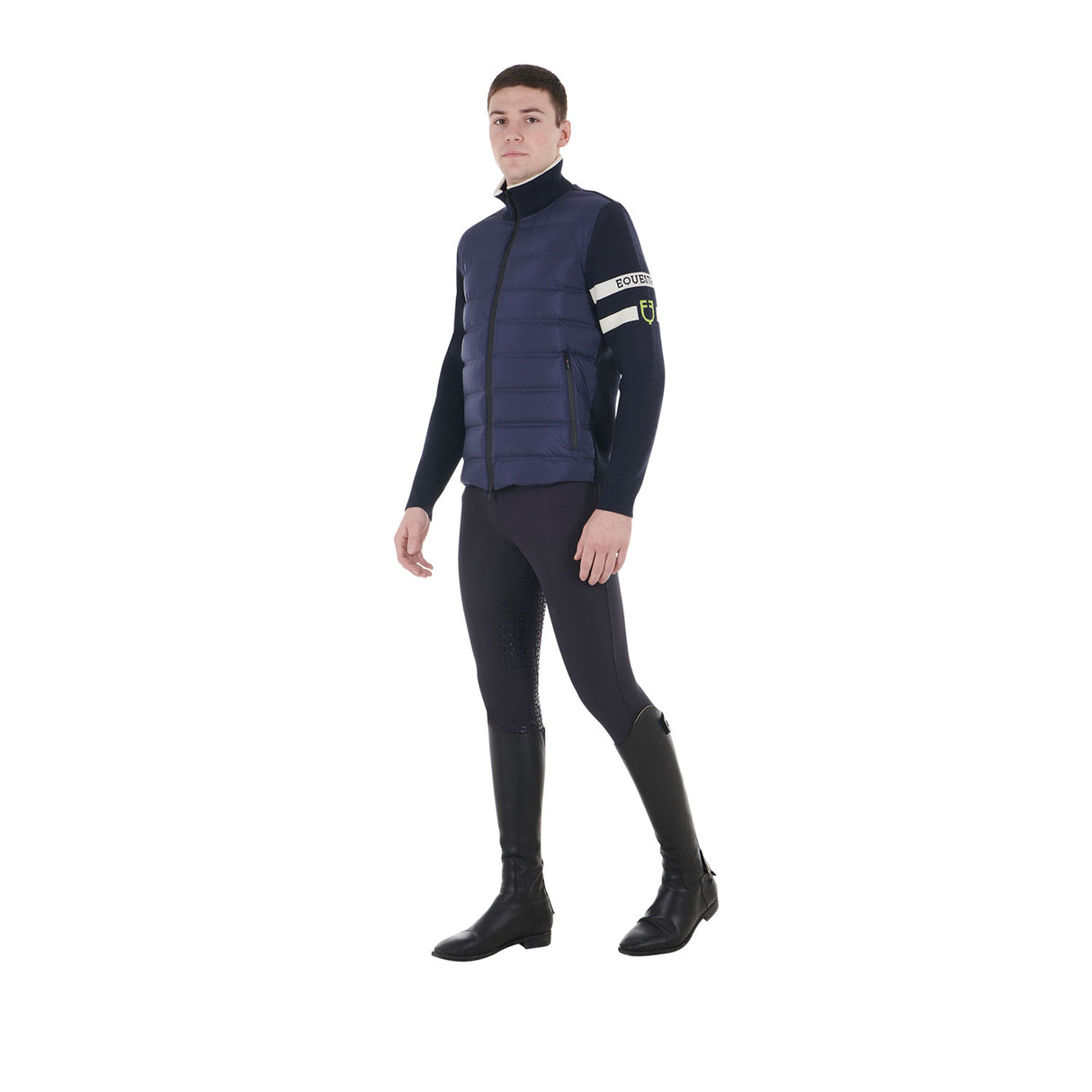 Equestro Men's Jacket In Nylon And Knit With Front Zip #colour_blue
