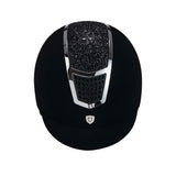 Equestro Ultra-Light Velvet Helmet With Rhinestones #colour_black/silver