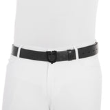 Total black leather belt with logo buckle