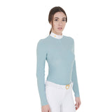 Equestro Women's Competition Polo Shirt In Technical And Mesh Fabric