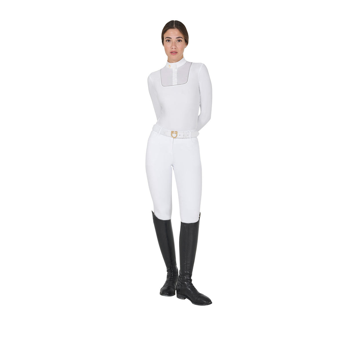 Women's slim fit buttoned competition polo shirt