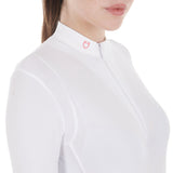 Equestro Women's Competition Polo Shirt With Mesh Inserts #colour_white