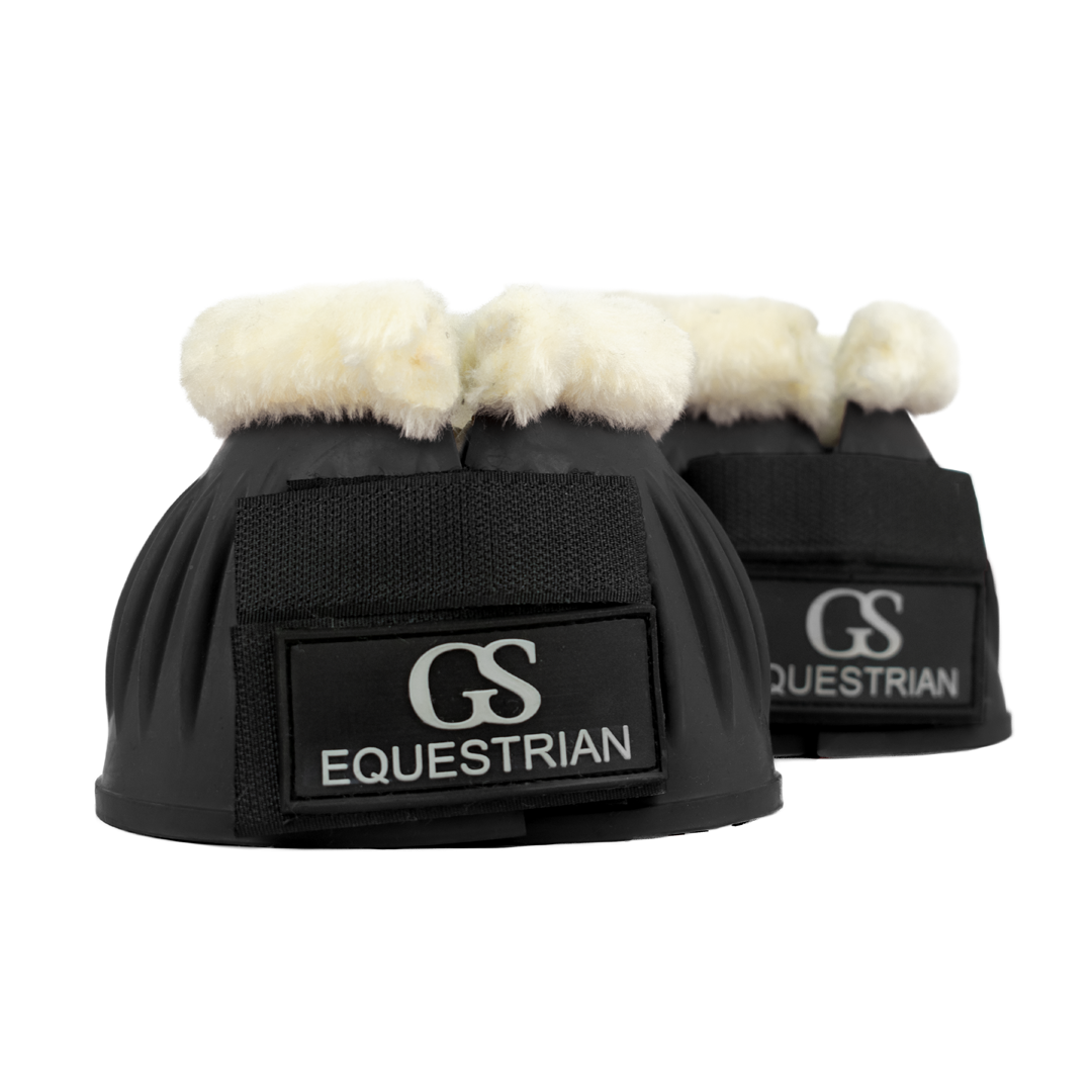 GS Equestrian Fleece Trim Bell Boots #colour_black