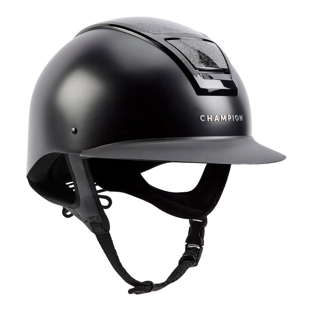 Champion Insight Glitter Oval Wide Peak Riding Hat #colour_matt-black-sparkle-black