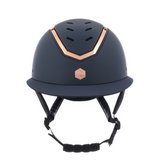 Charles Owen Kylo Matte Wide Peak Riding Hat #colour_navy-matte-rose-gold
