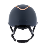 Charles Owen Kylo Matte Wide Peak Riding Hat #colour_navy-matte-rose-gold