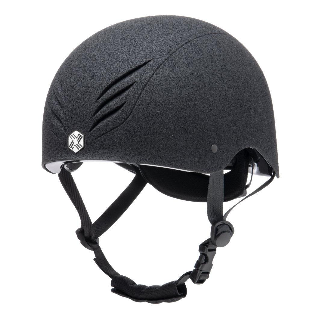 Charles Owen EQx Phoenix with MIPS Jockey Skull Helmet #colour_black-silver