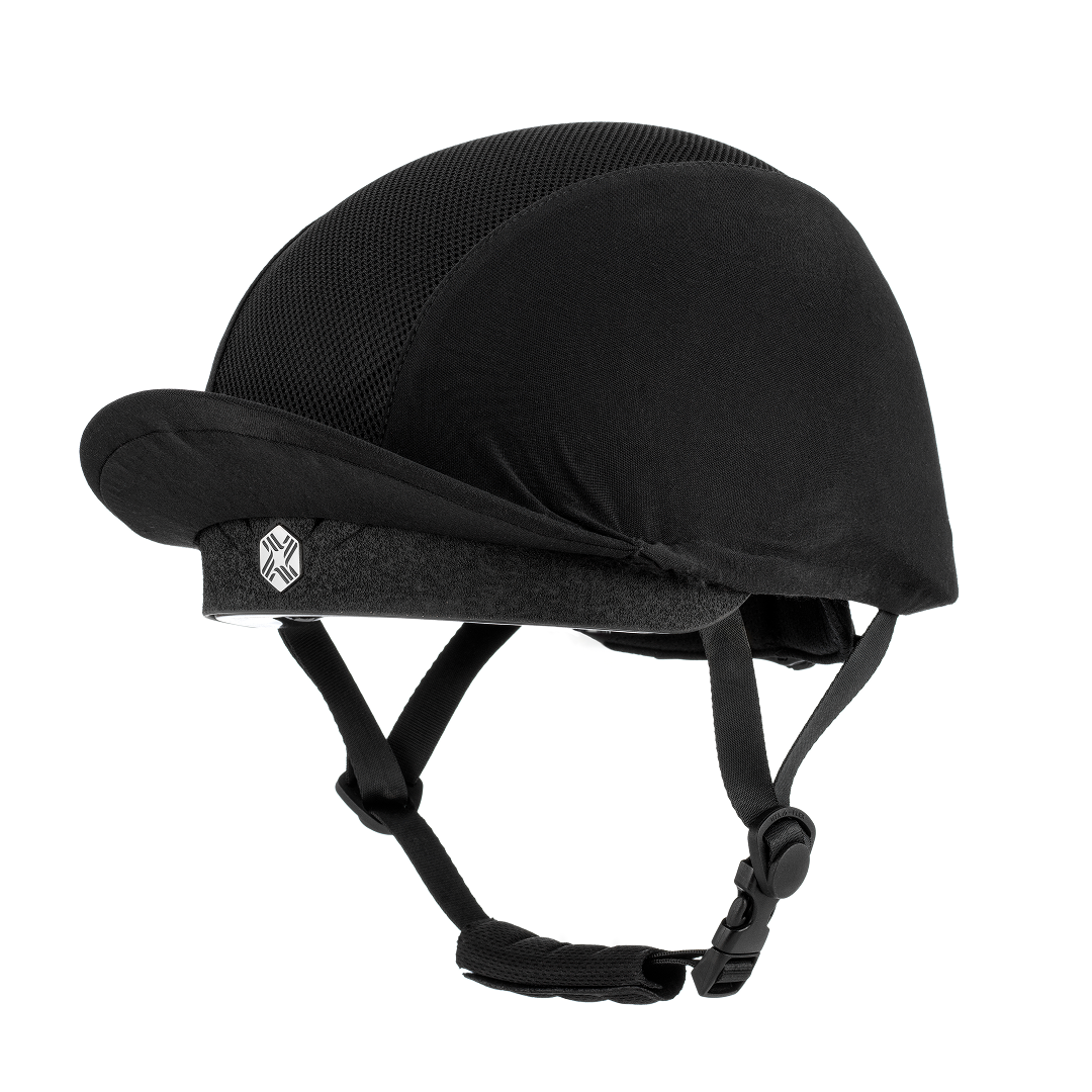 Charles Owen EQx Phoenix with MIPS Jockey Skull Helmet #colour_black-silver
