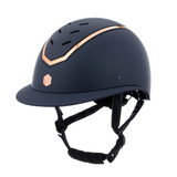 Charles Owen Kylo Matte Wide Peak Riding Hat #colour_navy-matte-rose-gold