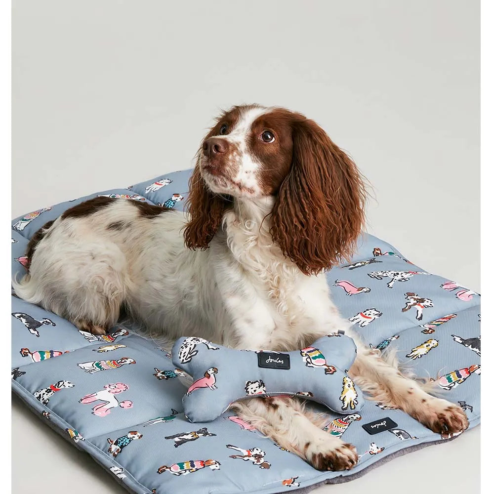 Joules Rainbow Dogs Travel Mat #colour_grey-dog-print