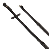 Equestro Leather And Rubber Reins Silver Fitting (1.6Cm) #colour_black