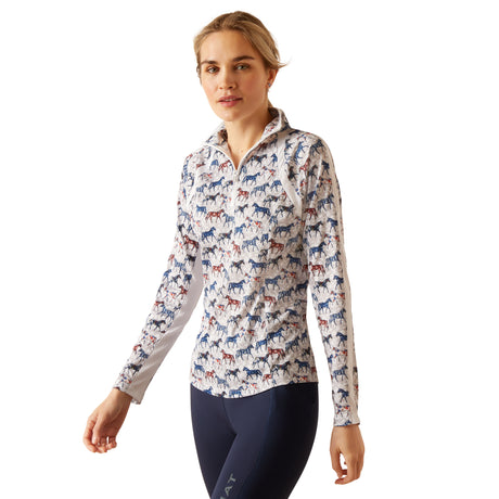 Ariat Women's Sunstopper 3.0 1/4 Zip Baselayer #colour_painted-ponies