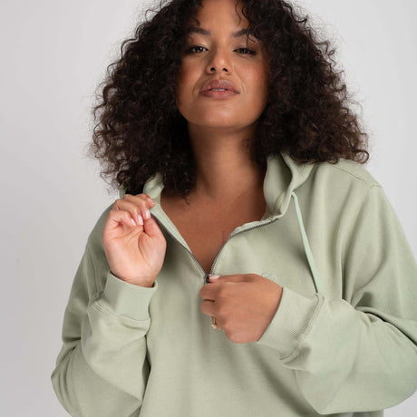 Mochara Half Zip Hoodie #colour_sage-green