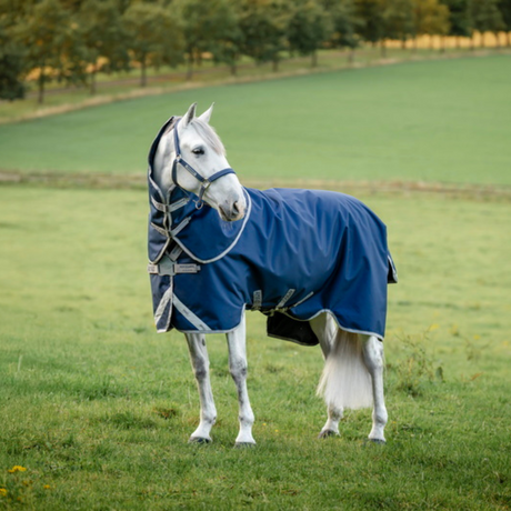 Horseware Ireland Amigo 1200D FieldSafe Plus 50g Turnout Rug #colour_navy-titanium-grey-silver