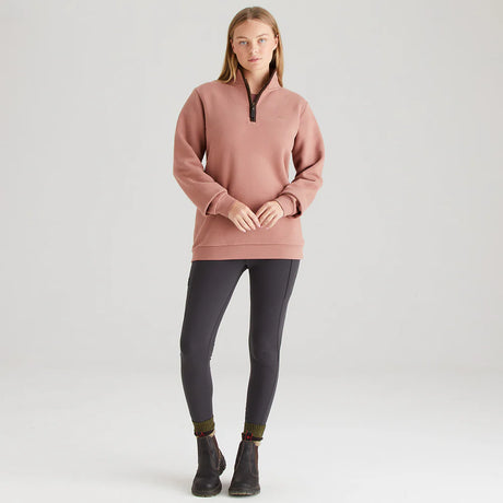 Ridgeline Womens Brancaster 1/4 Zip #colour_dusky-pink