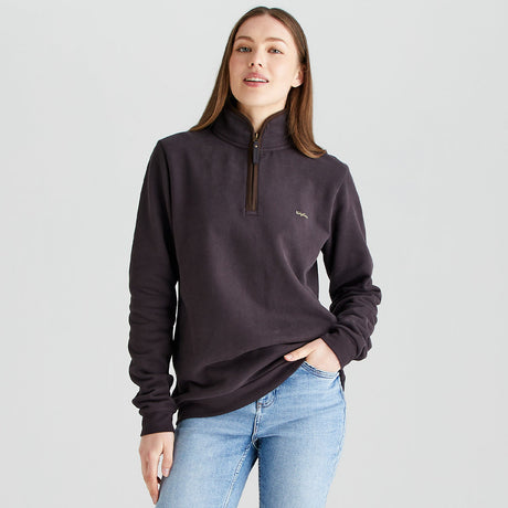 Women's Brancaster 1/4 Zip Top - Deep Bark
