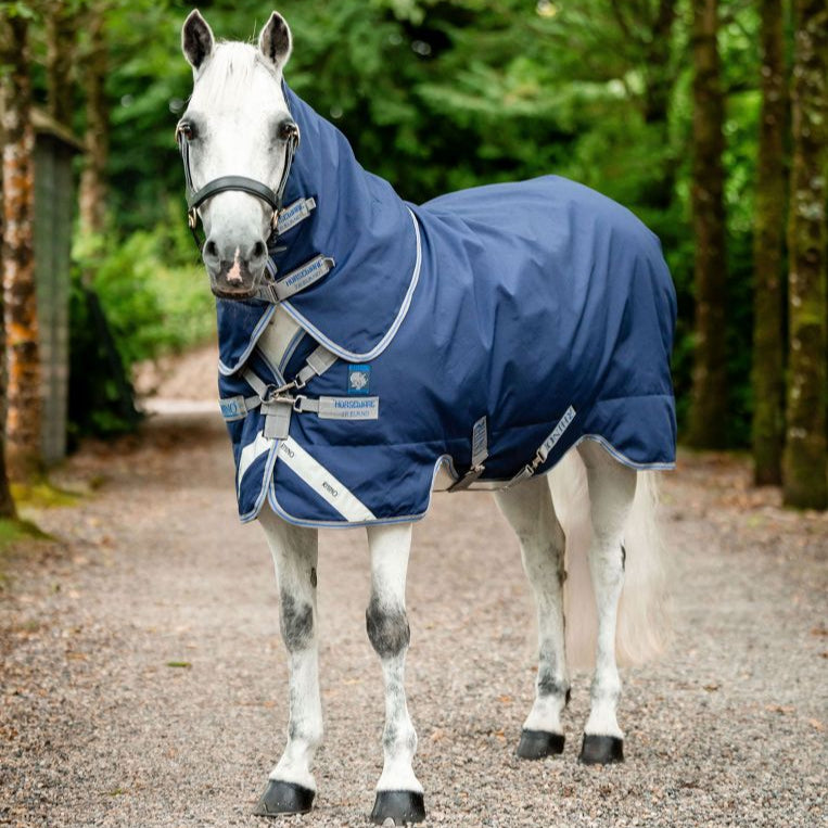 Horseware Ireland Rhino Plus Pony 100g Turnout Rug #colour_navy-titanium grey-classic blue