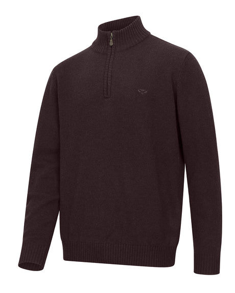 Hoggs of Fife Lothian II 1/4 Zip Pullover #colour_redwood-marl